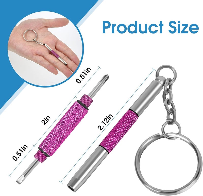 UNEAK - Eyeglass Screwdriver Repair Kit Pink Precision 3 in 1 Mini Screwdrivers Set Keychain Glasses, Sunglasses, Sunglass, Watch, Electronics, Eyeglasses, Flat Head, Phillips, Hex - Image 4